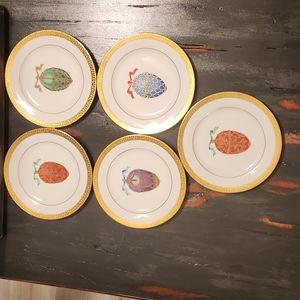 Royal Gallery Gold Buffet Faberge Egg Plates-set includes 5 plates